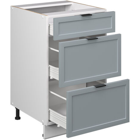 Mobiletto base per cucina Fame-Line, Blu-grigio chiaro, 50 cm senza piano di lavoro, Vicco