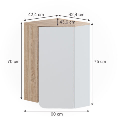 Armadietto A Specchio Karen 80x75x20 Cm In Truciolato Melaminico, Bianco/Sonoma, Con Ripiano E Tecnologia Anti-appannamento, Per Bagno
