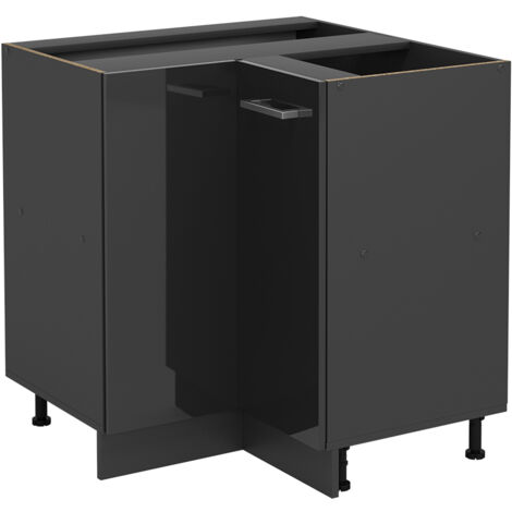 Mobile ad angolo cucina R-Line, Antracite lucido, 75.6 cm senza piano di lavoro, Vicco