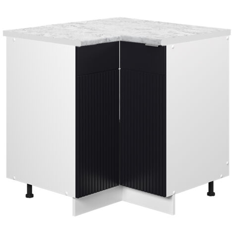 Mobile ad angolo cucina Fame-Line, Nero a righe, 80.5 cm , PL Marmo, Vicco