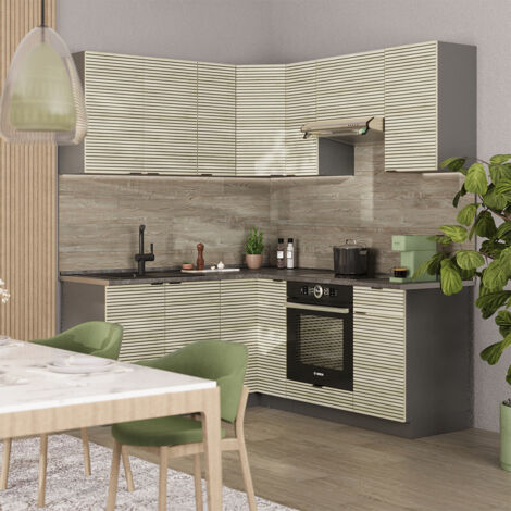 Cucina angolare completa Fame-Line, Pannello in rovere/antracite, 160 x 190 cm , PL Rovere, Vicco