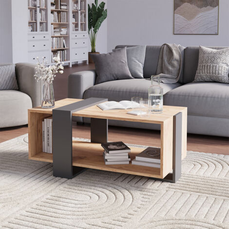Vicco Tavolino da salotto, Calcestruzzo/Bianco, 100 x 60 cm