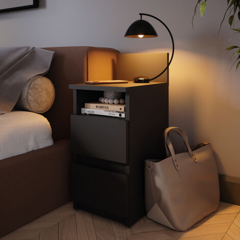 Comodino Velina Camera Da Letto: Con 2 Cassetti, Colore Crema/rovere, Dimensioni 48x58x40 Cm, In MDF E Metallo