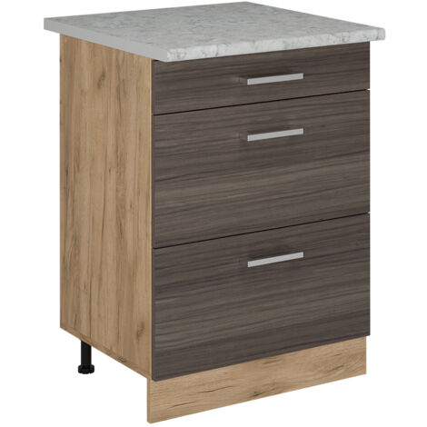 Mobiletto base per cucina R-Line, Grigio nobile, 60 cm PL Marmo, Vicco
