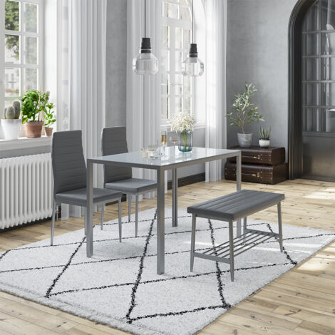 Recaceik Set Pranzo 5 Pezzi Con Tavolo E 4 Sedie, Design Moderno In Legno E Metallo, Perfetto Per Piccoli Spazi E Angolo Colazione, Nero - 3