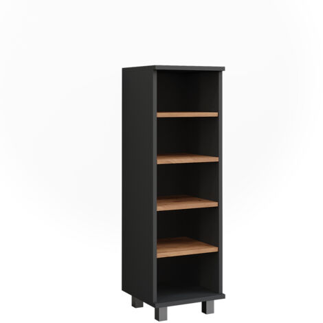 Mobiletto midi Ilias, Antracite/Rovere dorato, 30.2 x 95 cm con 5 scomparti aperti, Vicco