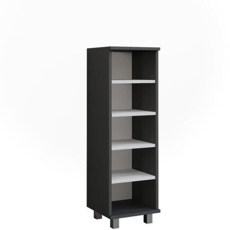 Mobiletto midi Ilias, Antracite/bianco, 30.2 x 95 cm con 5 scomparti aperti, Vicco