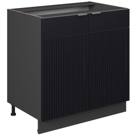 MobilelavellocucinaFame-Line,Neroarighe,80cmconripiano,senzapianodilavoro,Vicco