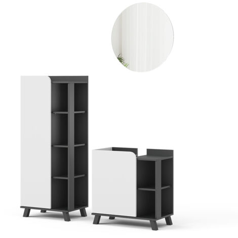 Set di mobili da bagno Karen, Antracite/bianco, 3 parti, Vicco