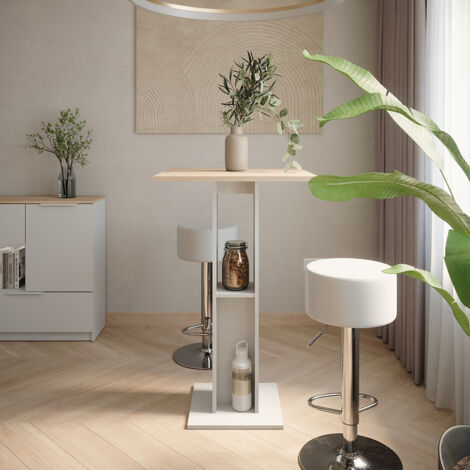 tavolo bar con sgabelli Repose, Bianco/Sonoma, 65 x 65 cm con 2 ...