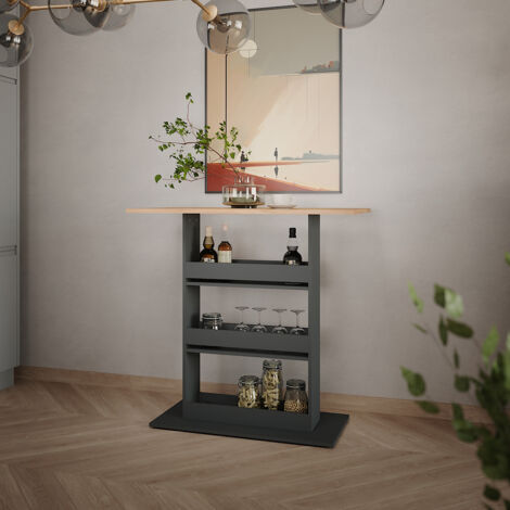 Tavolo da bar Repose, Quercia dorata/antracite, 110 x 55 cm, Vicco
