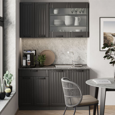 Cucina monoblocco Fame-Line, Grigio scuro, 140 cm , PL Rovere, Vicco