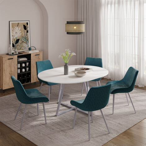 tavolo da pranzo allungabile Loyd, Bianco/Grigio, 120 x 120 cm estensibile, Vicco