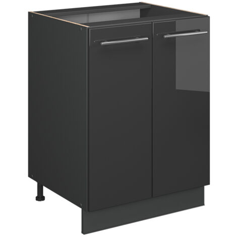 Mobiletto base cucina Fame-Line, Antracite lucido, 60 cm senza piano di lavoro, Vicco