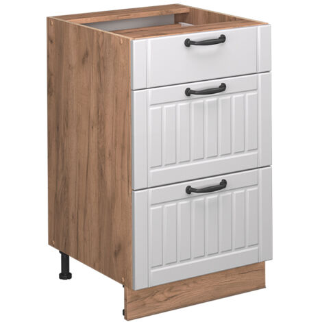 Mobiletto base per cucina Fame-Line, Bianco rustico, 50 cm senza piano di lavoro, Vicco