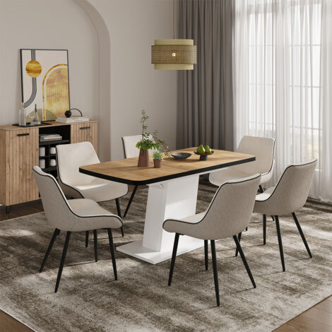 tavolo da pranzo allungabile Fenaro, Nero/Rovere Goldkraft/Bianco, 120 x 80 cm estensibile, Vicco