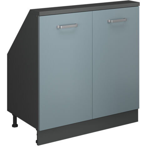 Mobile sottotetto Rion, Blu-grigio/antracite, con 2 porte, Vicco