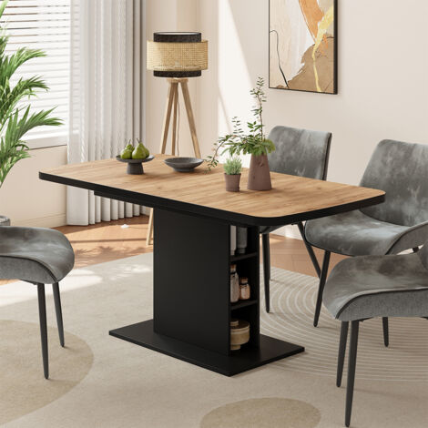 tavolo da pranzo allungabile Fenaro, Rovere nero/oro, 120 x 80 cm 2 parti, Vicco