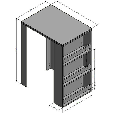 Vicco Tavolo bar con sgabelli, Bianco/Antracite, 80 x 57 cm con 2