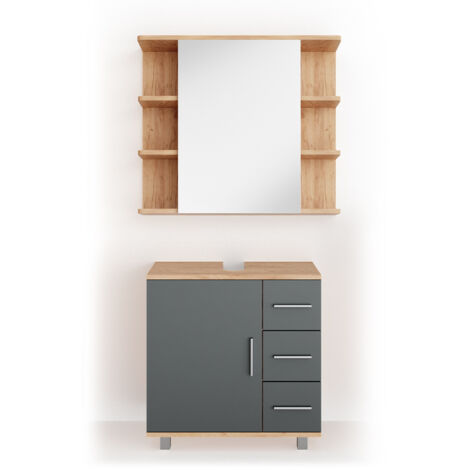 Set mobili bagno Ilias, Rovere, 2 parti, Vicco