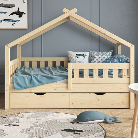 Letto per bambini „Design“ 90x200 cm natura con materasso VitaliSpa