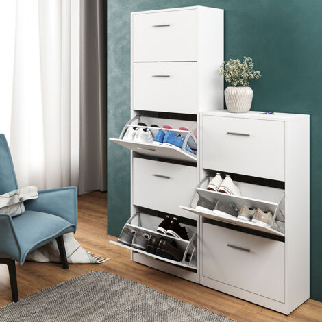 Scarpiera da ingresso Gizmo, Bianco, 59 x 169.5 cm, Vicco