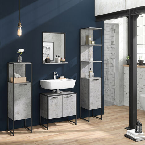 Set mobili per bagno „Fyrk“ calcestruzzo 4 pezzi Vicco