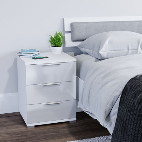 Vicco Comodini Letto Irma - Set Da 2, Nero Lucido, 3 Cassetti, 37.6x66x35.5 Cm, Design Moderno, Antigraffio - 3