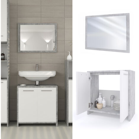 Vicco Mobile sottolavabo per bagno Kiko, Calcestruzzo/Bianco, 58 x