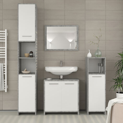 Mobile bagno alto Con 15 Ripiani 2 ante Scaffale per armadio Ilias Cemento  Vicco