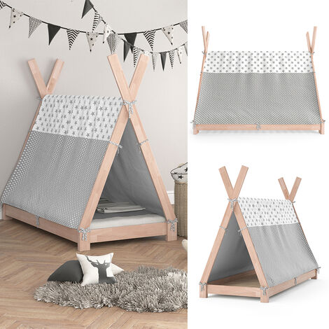 Letto per bambini Tippi 160x80cm natura con Copriletto Tenda VitaliSpa