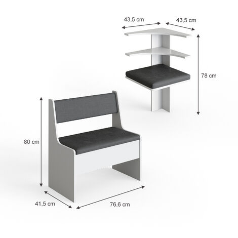 Vicco panca contenitore 167cm panca da cucina bianca per tavolo da pra