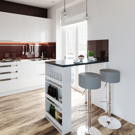 Tavolo da bar , Bianco, 57 x 117 cm con 3 scomparti, Vicco