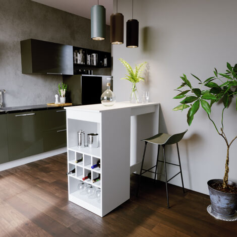 Tavolo bar alto Ross, Bianco, 115 x 50 cm, Vicco