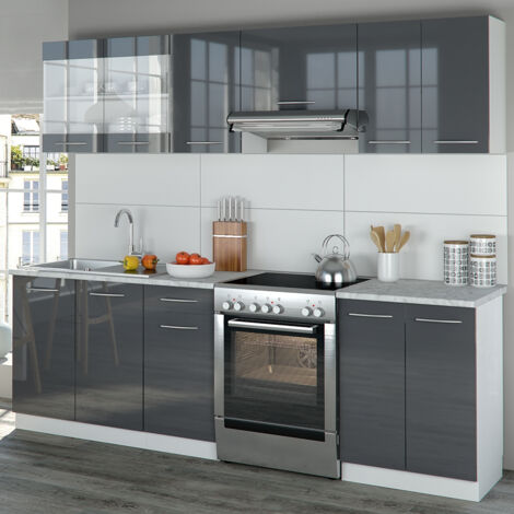 Cucina componibile Raul, Antracite, 240 cm , PL Marmo, Vicco