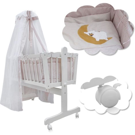 Lettino per bambini , Beige, 100 x 77 cm Con rulli, Vitalispa