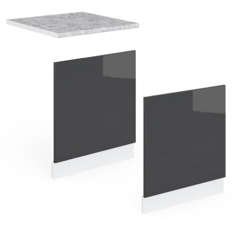 Pannello frontale R-Line, Antracite lucido, 60 cm senza piano di lavoro, Vicco