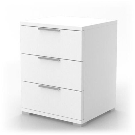 Set Di 2 Comodini Camera Da Letto Mira, Bianco, 40x50x30 Cm, Con Cassetto Push-to-open, Facile Montaggio