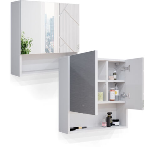 Specchio contenitore bagno Irma, Bianco, 54 x 55 cm, Vicco