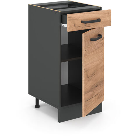 Mobiletto base per cucina R-Line, Quercia dorata, 40 cm senza piano di lavoro, Vicco (1/4)