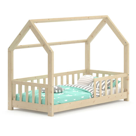 Letto montessori bambini Wiki, Legno naturale, 80x160 cm, Vitalispa