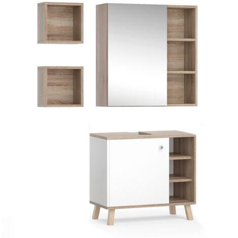 Set mobili bagno Senyo, Bianco, 3 parti, Vicco