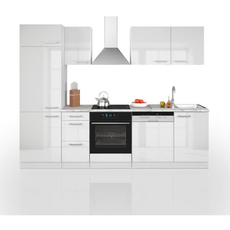 Cucina componibile Optima, Bianco, 270 cm senza piano di lavoro, Vicco