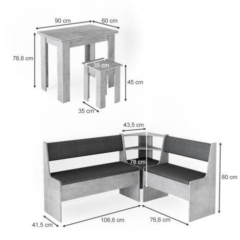 Vicco Set panca ad angolo Roman Beton