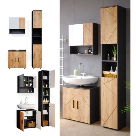 Set mobili da bagno „Fynn“ bianco 3 pezzi Vicco