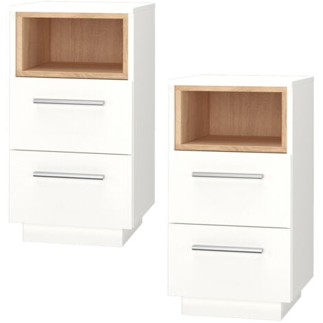 Comodino Beatrice bianco sonoma set di 2 Vicco