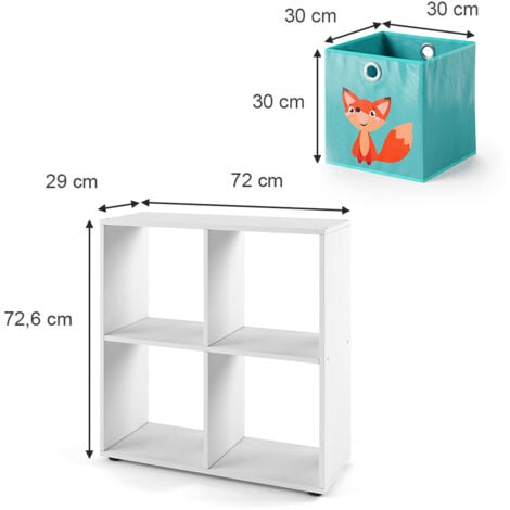 Scaffale Libreria „Tetra“ Bianco con 4 Contenitori pieghevoli Vicco