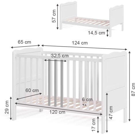 Culla neonato Tobi, Bianco, 60x120 cm, Vitalispa