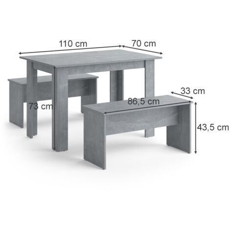 Gruppo tavolo da pranzo „Sentio“ 110cm cemento Vicco