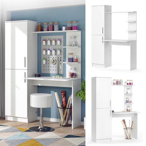 Scrivania con ripiani Tessa, Bianco, 122.9 x 52 cm, Vicco